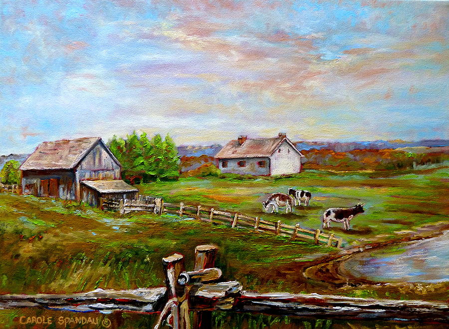 900x660 Eastern Townships Quebec Country Scene Painting By Carole Spandau - Country Scene Painting