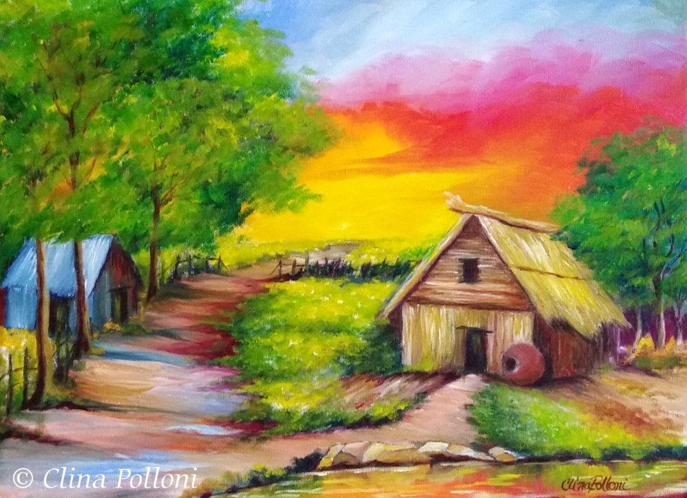 998x724 How To Paint An 1800's Country Scene. Clina Polloni - Country Scene Painting