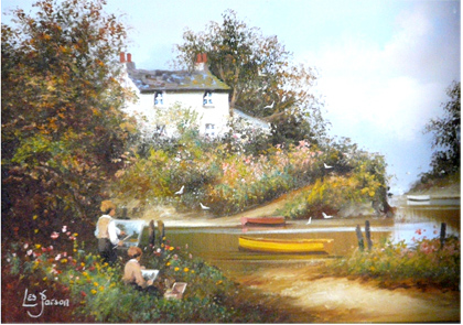 420x295 Les Parson Original Oil Painting On Canvas, Country Scene - Country Scene Painting