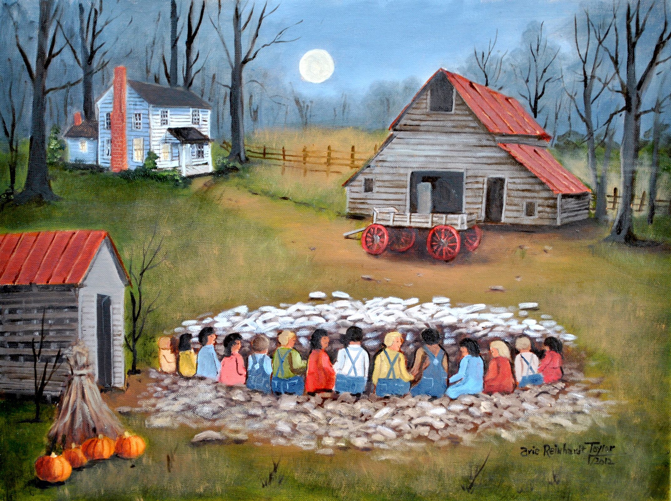 2145x1600 Corn Shucking Barn Wagon Beautiful Handmades And Gifts - Country Scene Painting