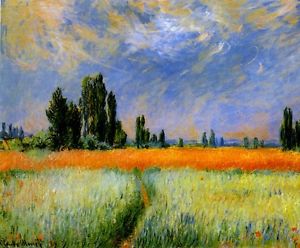 300x248 The Wheat Field 1881 Beautiful Day Countryside Painting By Claude - Countryside Painting