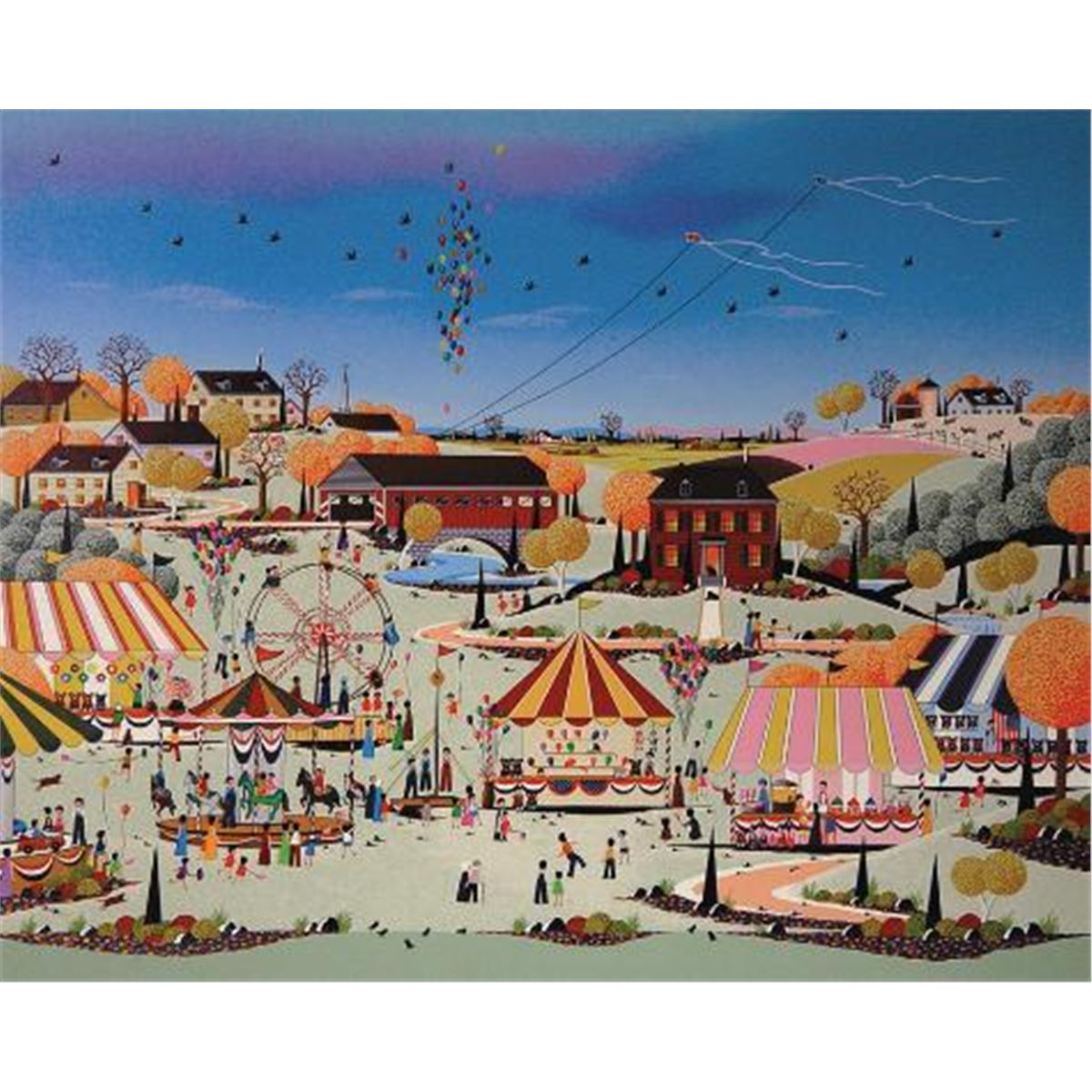 1200x1200 Folk Art County Fair Naif Art Print Niky Watanabe - County Fair Painting