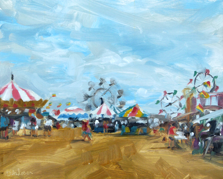 720x576 Oil Painting Of The County Fairgrounds Deb Anderson, Painting - County Fair Painting
