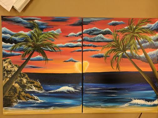 505x379 Couples Canvas Heart Sunset Set - Couple Canvas Painting