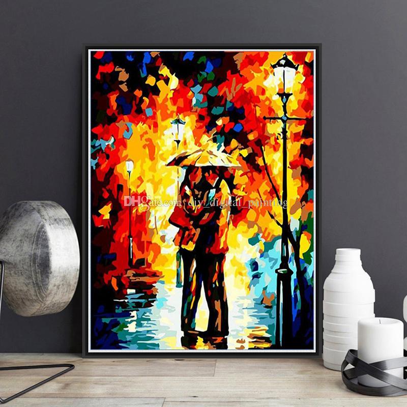 800x800 2018 Abstract Couple Umbrella Diy Paint By Numbers Hand Painted - Couple Canvas Painting