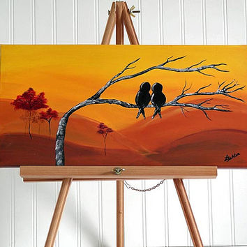 354x354 Original Canvas Painting Love Bird From Lindafehlengallery - Couple Canvas Painting