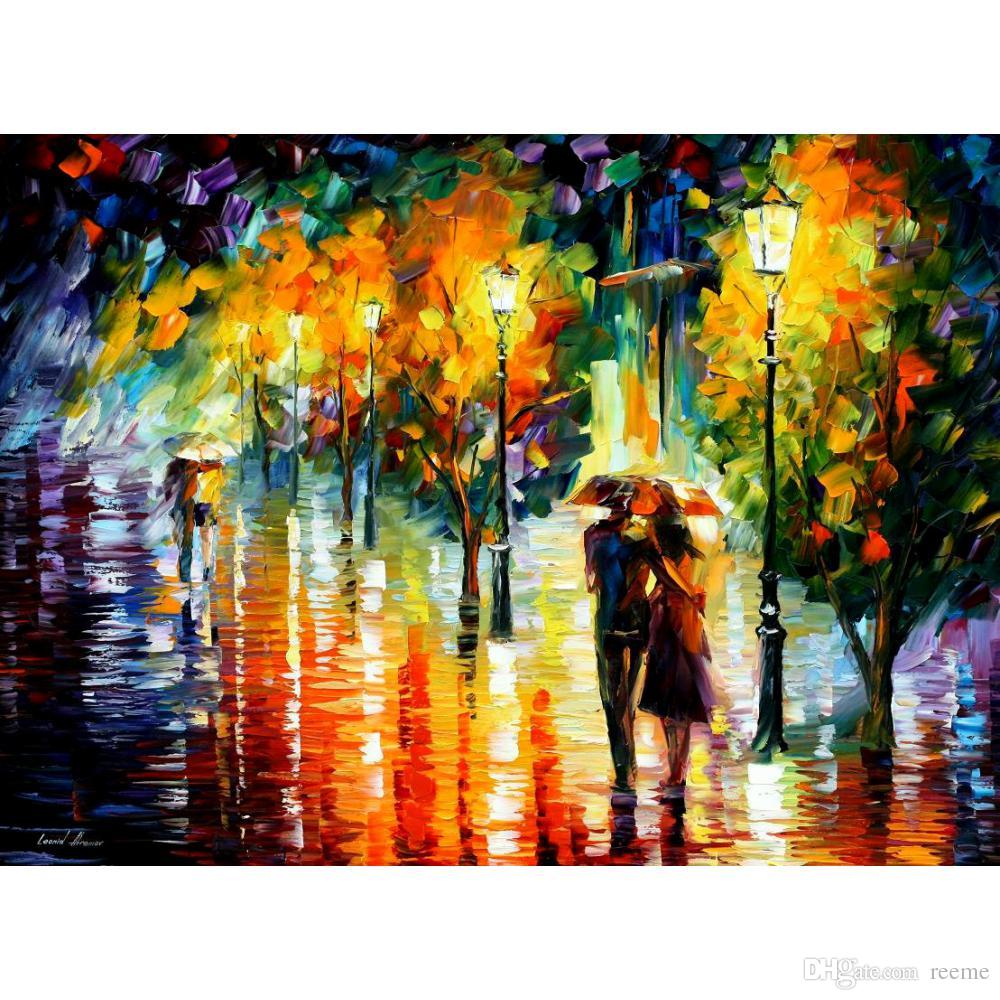 1000x1000 2018 Contemporary Landscape Painting Two Couples Leonid Afremov - Couple Canvas Painting