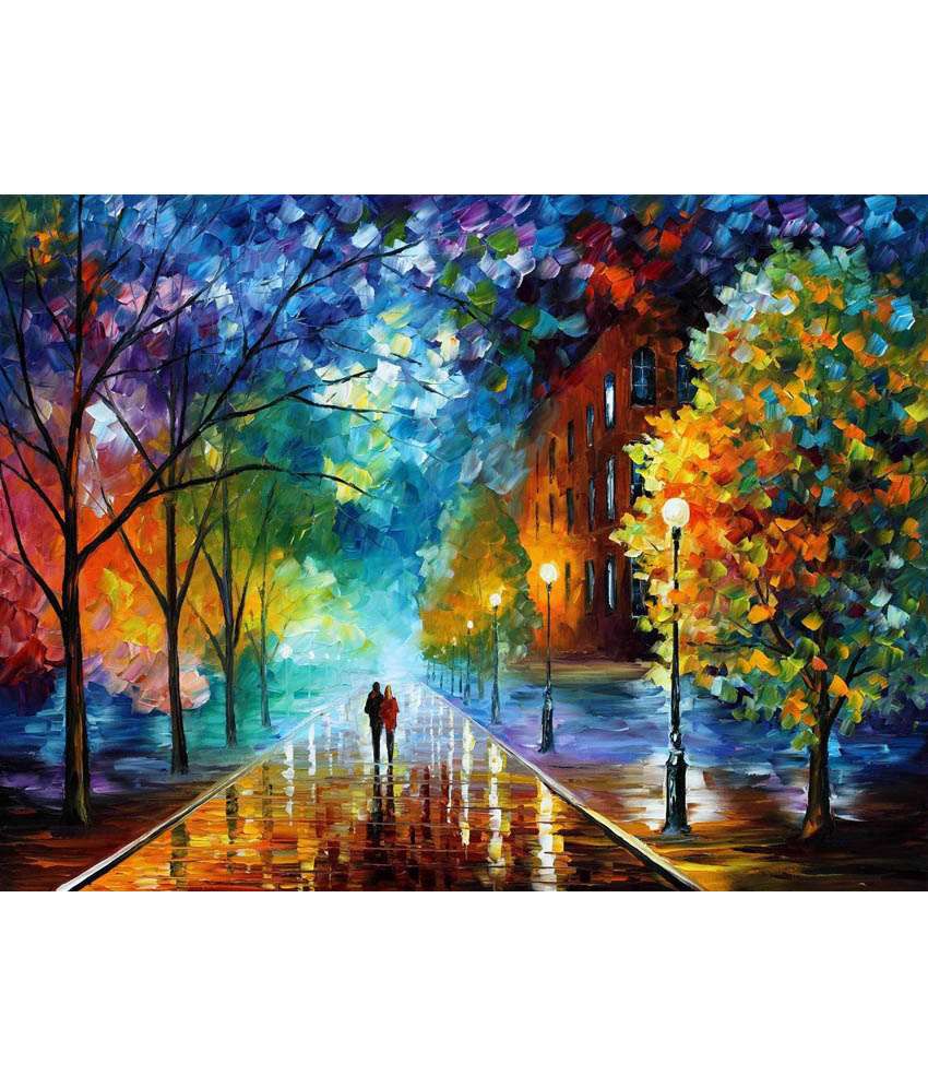 850x995 47% Off On Elite Collection Digitally Printed Frameless Walking - Couple Canvas Painting