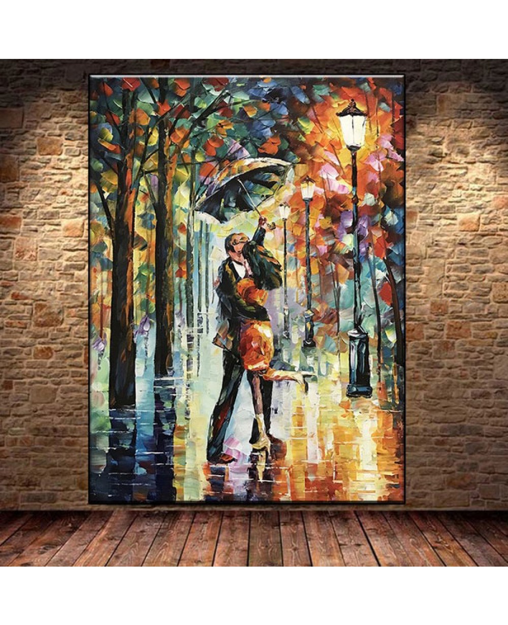 1000x1231 Hg Shopping - Couple Dancing In The Rain Painting