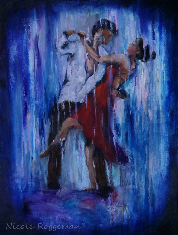 570x752 Dancin In The Rain, Romantic Art, Dancing Couple, Red Dress - Couple Dancing In The Rain Painting