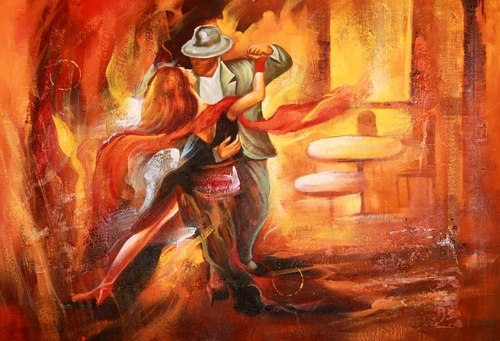 500x341 Shop Couple, Romantic, Love, Romance, Pair, Figurative, People - Couple Dancing On Beach Painting