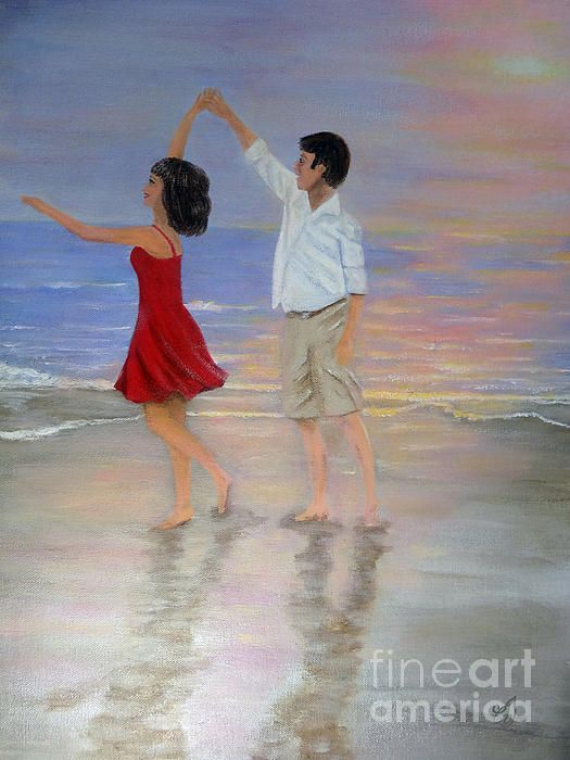 525x700 Dancing On The Beach By Music Of The Heart, Romance, Love, Couple - Couple Dancing On Beach Painting