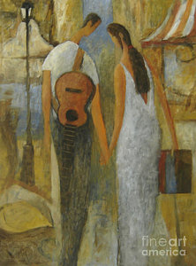 222x300 Argentines Painting By Glenn Quist - Couple Holding Hands Painting