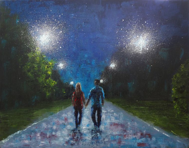 758x596 Bliss By Ben Kelley - Couple Holding Hands Painting