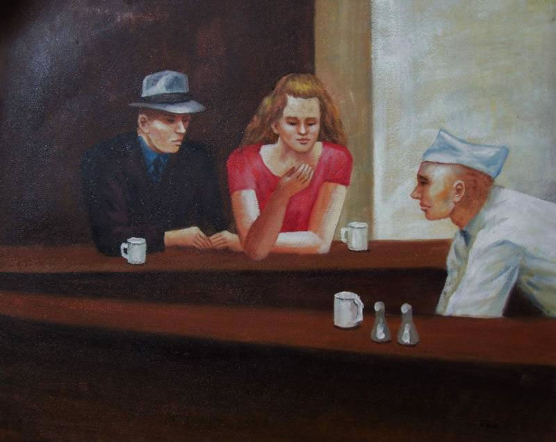 800x637 Oil Paintings Frames - Couple In Cafe Painting