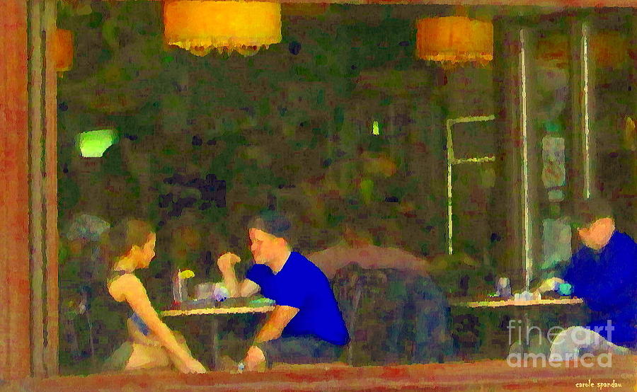 900x554 Private Conversation Couple By The Window Romantic Restaurant - Couple In Cafe Painting