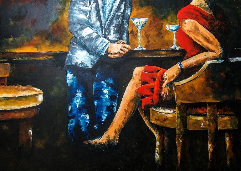 770x545 Saatchi Art Couple In Cafe Painting By Marinko Saric - Couple In Cafe Painting