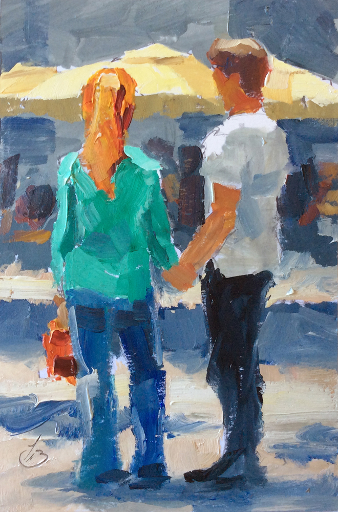 660x1000 Tom Brown Fine Art Outdoor Plein Air By Tom Brown - Couple In Cafe Painting