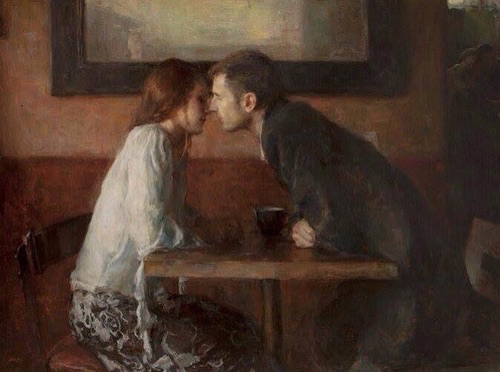 500x372 Add A Caption Discovered By Atalide On We Heart It - Couple In Cafe Painting