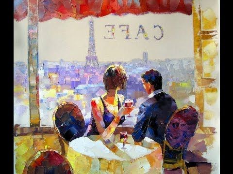 480x360 Modern Art Paintings Of Love - Couple In Cafe Painting