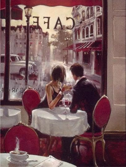 406x538 Bring Back Date Night Paintings, Drawing Art - Couple In Cafe Painting