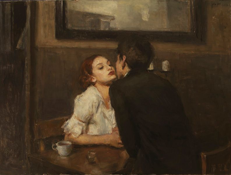 793x600 Kiss By Ron Hicks. Painting Rembrandt - Couple In Cafe Painting