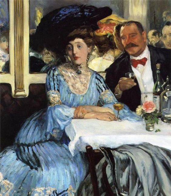 564x648 Glackens, William James (B,1870) Couple - Couple In Cafe Painting