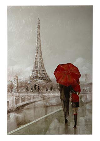 319x450 Masterpieces Premium Embellished Canvas Oil Painting - Couple In Paris Painting