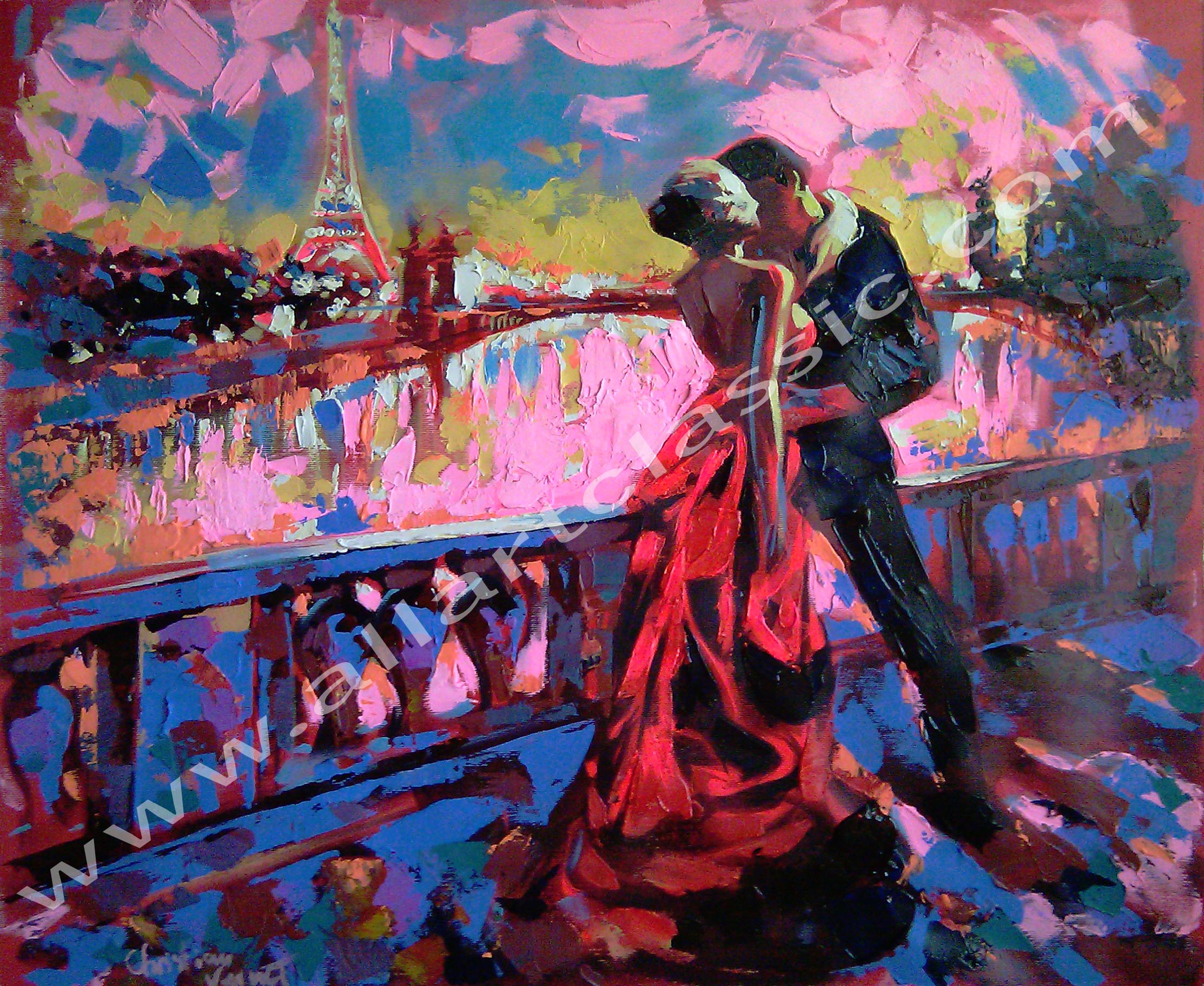2226x1824 Art Reproductions And Original Oil Paintings Landscapes - Couple In Paris Painting
