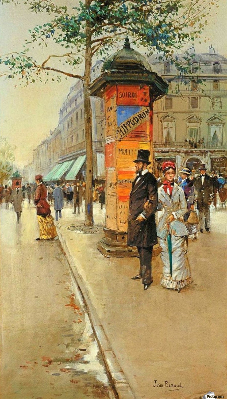 900x1581 Couple Near The Central Area Of Paris - Couple In Paris Painting