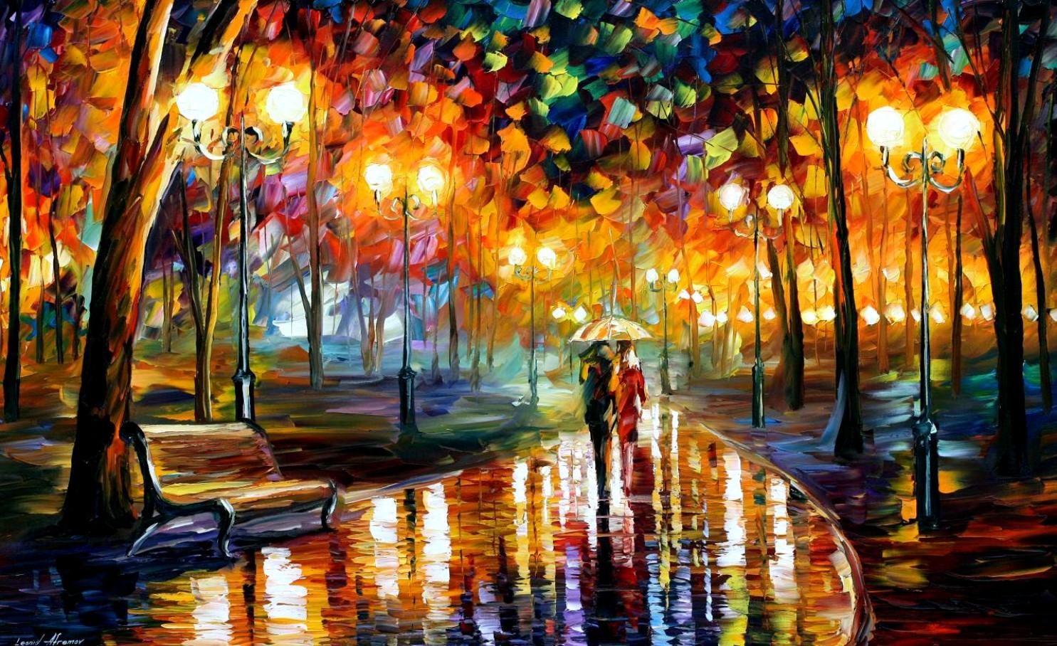 Couple In Rain Painting At Paintingvalley Com Explore Collection