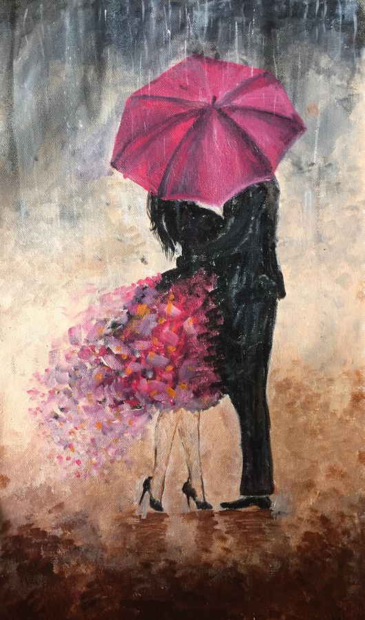 530x900 A Couple In Rain Painting By Artist Nischitha Sn - Couple In Rain Painting