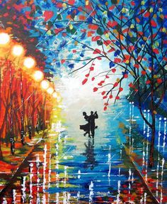 236x287 Dancing in the rain canvas paintings Rain - Couple In Rain Painting