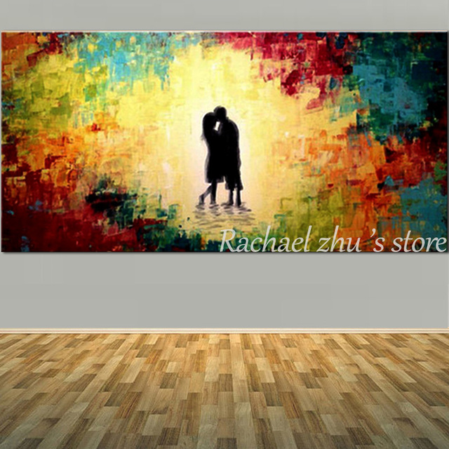 640x640 Hand Painted Modern Abstract Couple Kissing Oil Painting On Canvas - Couple Kissing Painting