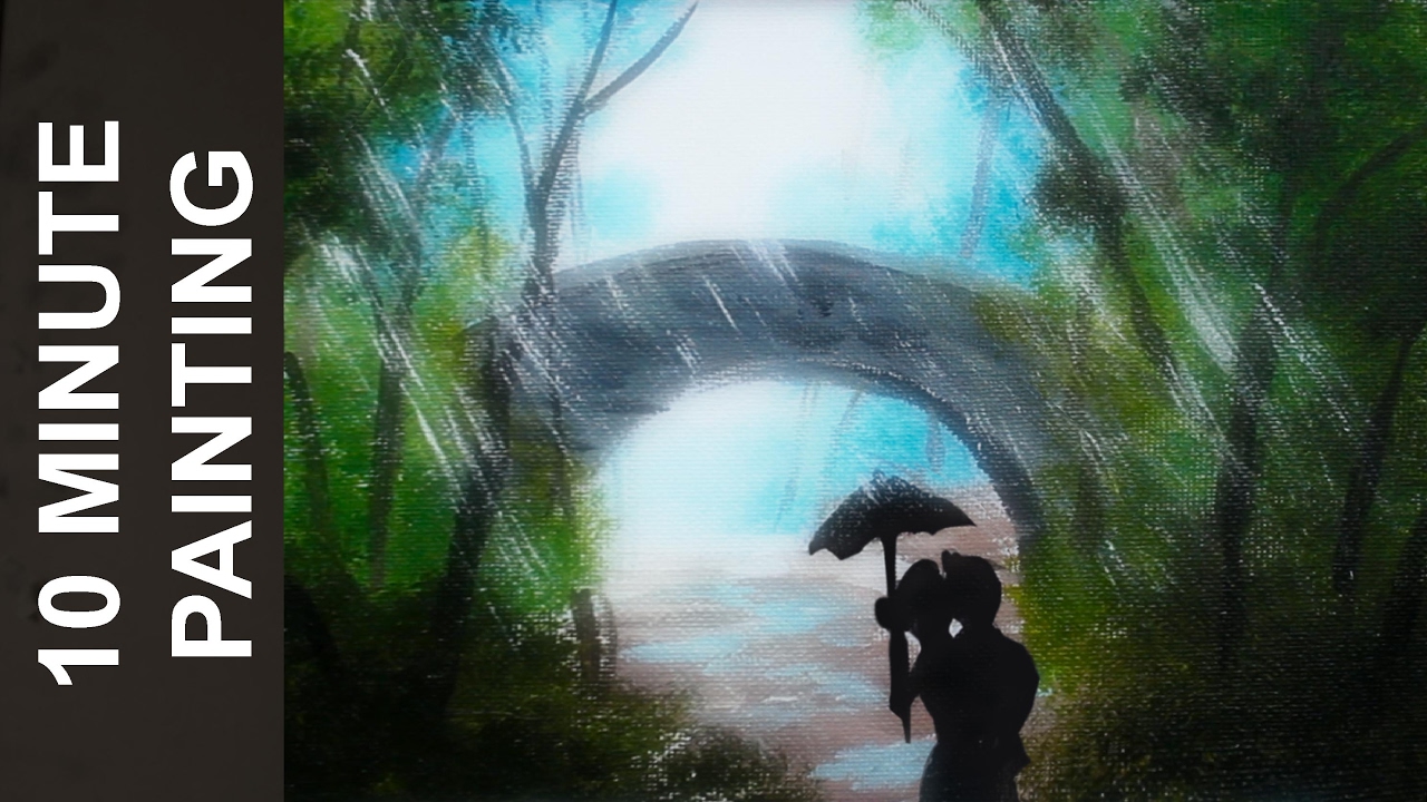 1280x720 Painting A Couple Kissing In The Rain With Acrylics In 10 Minutes - Couple Kissing Painting