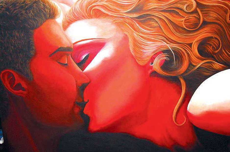 939x624 Couple Kissing Painting - Couple Kissing Painting