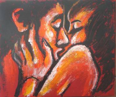 375x313 Couple Kissing Paintings For Sale Saatchi Art - Couple Kissing Painting