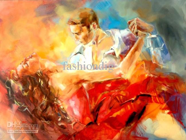 649x487 2018 Oil Painting Canvas Couple Dancing Tango Modern Decoration - Couple Oil Painting