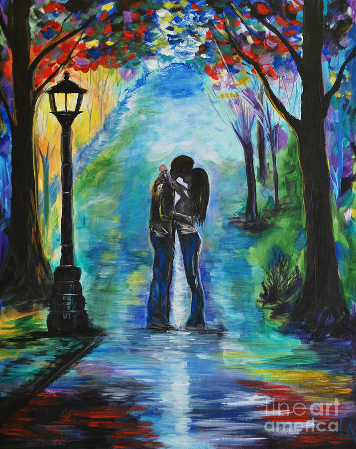 715x900 Moonlight Kiss Painting By Leslie Allen - Couple Painting