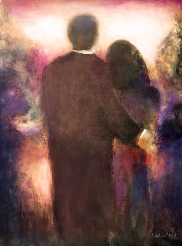 630x850 Romantic Couple Painting Print On Canvas - Couple Painting