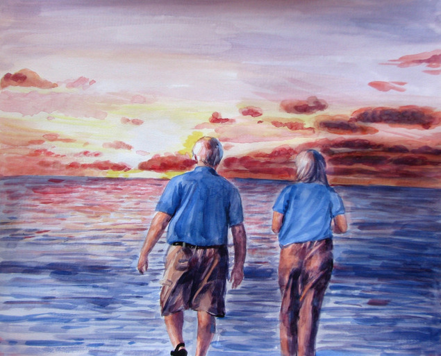 635x513 Watercolor Couple Portraits Couple Paintings In Watercolor - Couple Painting