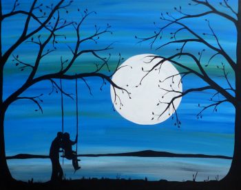 350x277 Artfido Buy Artline Romantic Painting, Silhouette Couple - Couple Silhouette Painting