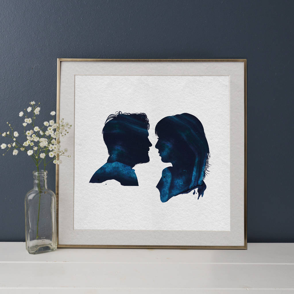 1024x1024 Personalised Couple Silhouette Texture Portrait By Little Peach - Couple Silhouette Painting