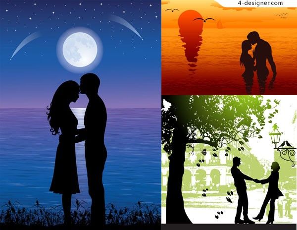 600x464 Silhouette Drawing Ideas - Couple Silhouette Painting