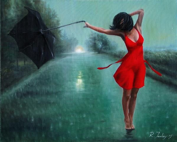 600x482 Couple Silhouette Painting Starry Night Dancing In The Rain - Couple Silhouette Painting