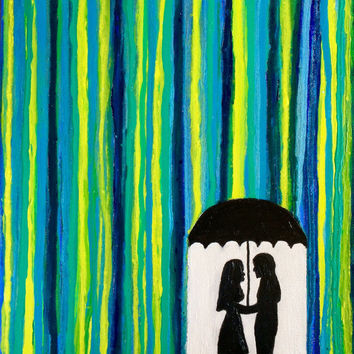 354x354 Romantic Painting Of Silhouette Couple From Colorado Colors Wall - Couple Under Umbrella Painting