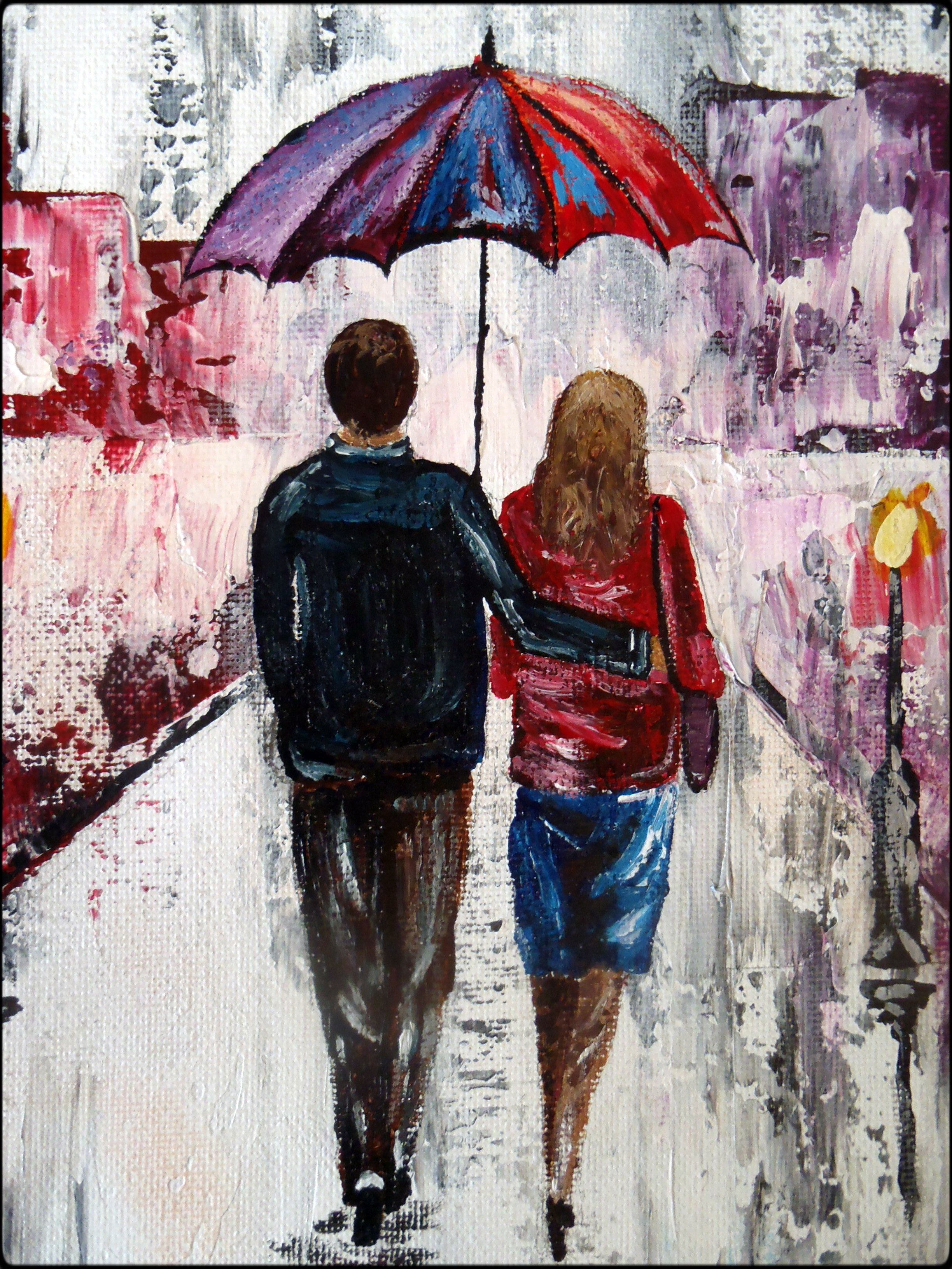 2448x3264 Couple Under Umbrella Agata's Art Corner - Couple Under Umbrella Painting