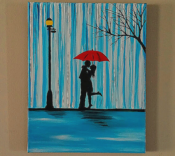 570x509 Couple Under Umbrella Silhouette Paintingspirational Couple - Couple Under Umbrella Painting