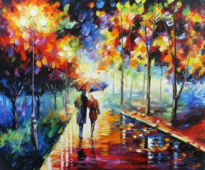 400x332 Painting Of A Couple Walking In The Rain + Whimsy + - Couple Walking In Rain Painting