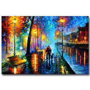 300x300 A Couple Walking In Rain Abstract Art Silk Poster 13x20 24x36 - Couple Walking In Rain Painting